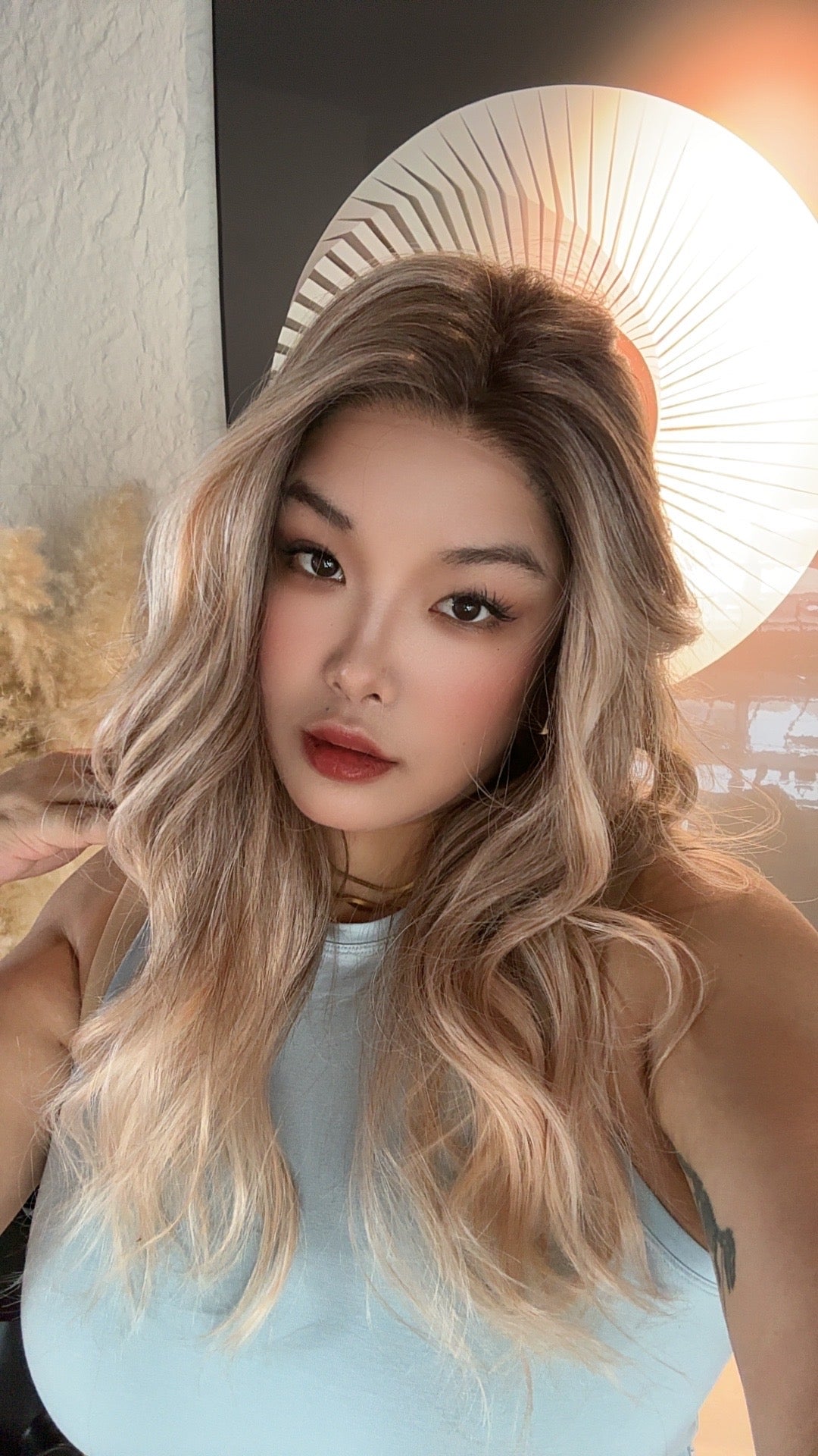 JBEXTENSION 22 Inches Long Apricot Pre-Cut Snowflake Lace Frontlace Glueless Wig TERESA LONG APRICOT【PERMATEASE】【BENDY EAR TABS】- S/M
