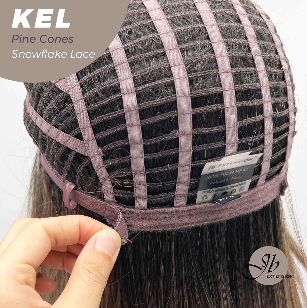 JBEXTENSION 22 Inches Pine Cones Pre-Cut Snowflake Lace Frontlace Glueless Wig KEL PINE CONES【PERMATEASE】【BENDY EAR TABS】- M/L