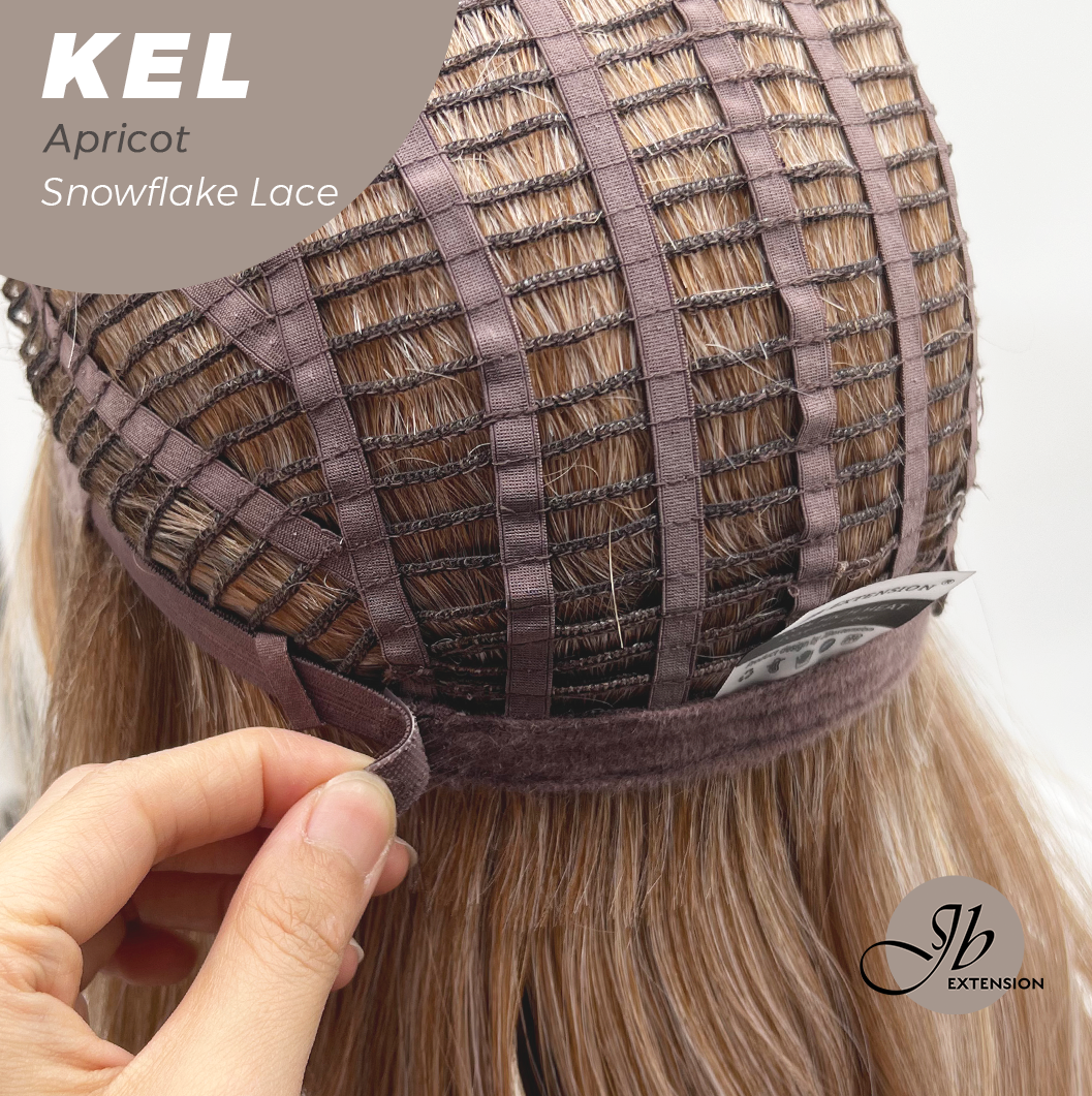 JBEXTENSION 22 Inches Apricot Pre-Cut Snowflake Lace Frontlace Glueless Wig KEL APRICOT【PERMATEASE】【BENDY EAR TABS】- S/M