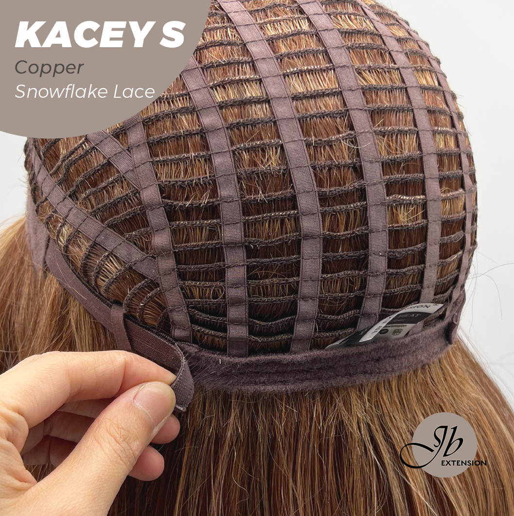 JBEXTENSION 20 Inches Copper Pre-Cut Snowflake Lace Frontlace Glueless Wig KACEY S COPPER【PERMATEASE】【BENDY EAR TABS】- M/L