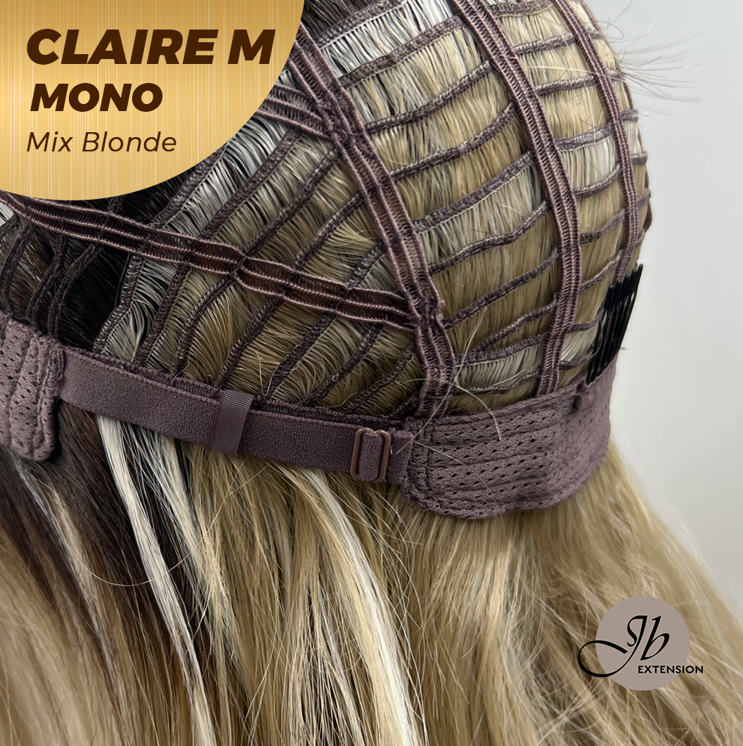 JBEXTENSION CLAIRE MONO MIX BLONDE Partial Monofilament Wig 22 Inches Mix Blonde Partial Mono Lace Glueless Wig CLAIRE MONO MIX BLONDE【BENDY EAR TABS】