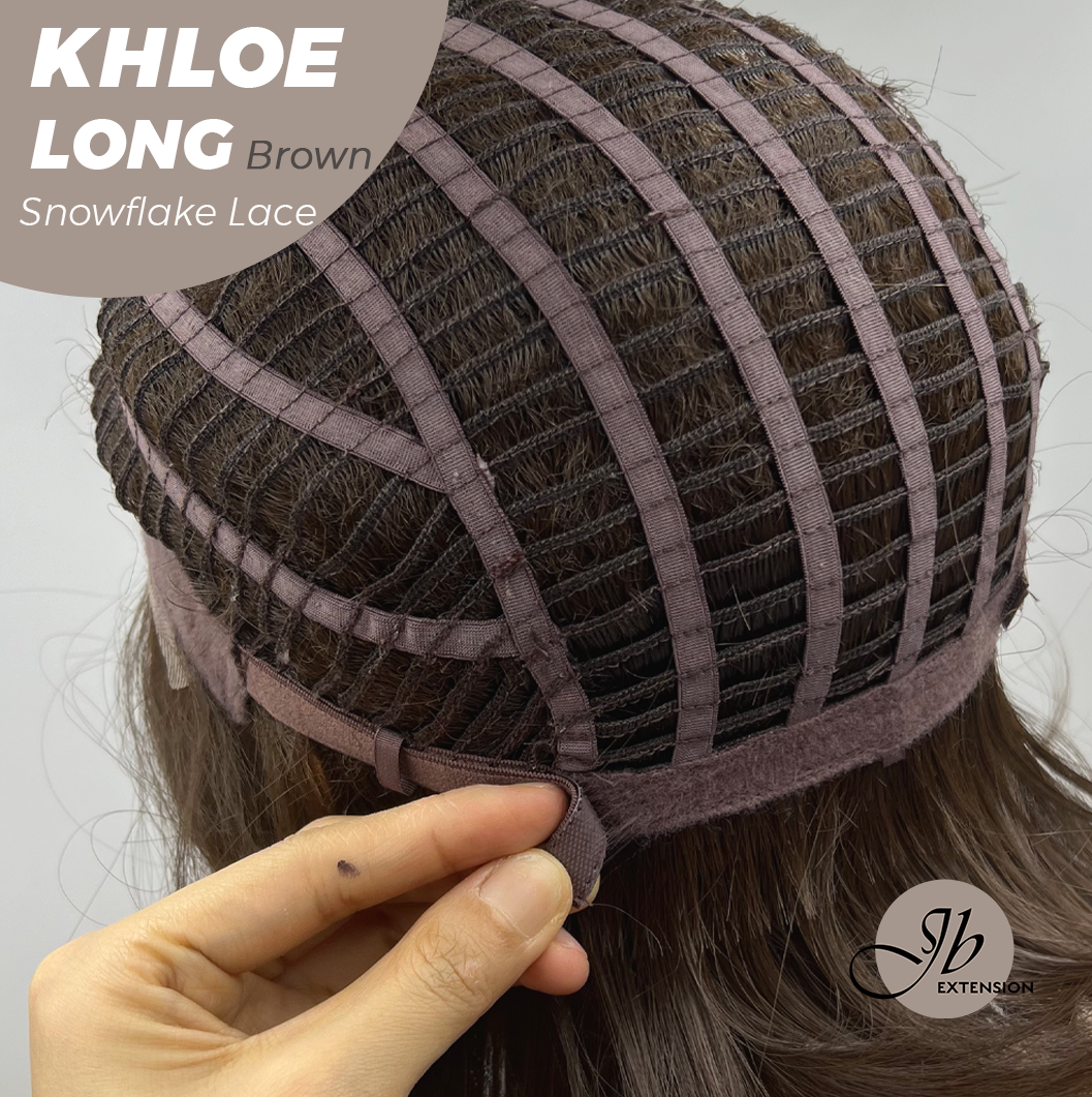 JBEXTENSION 18 Inches Brown Pre-Cut Snowflake Lace Frontlace Glueless Wig KHLOE LONG BROWN【PERMATEASE】【BENDY EAR TABS】- M/L