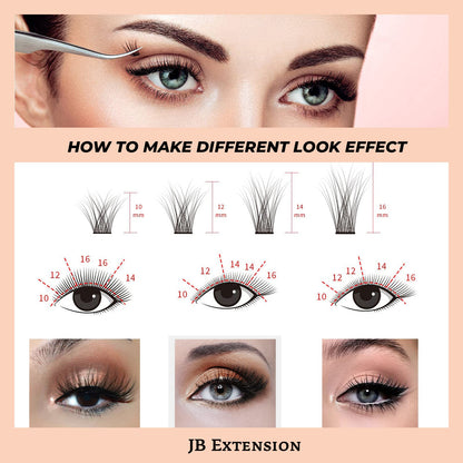 JBextension DIY Cluster Lashes 72 Clusters Lashes NO GLUE Included¡¾Moonlit Majesty-Lash¡¿