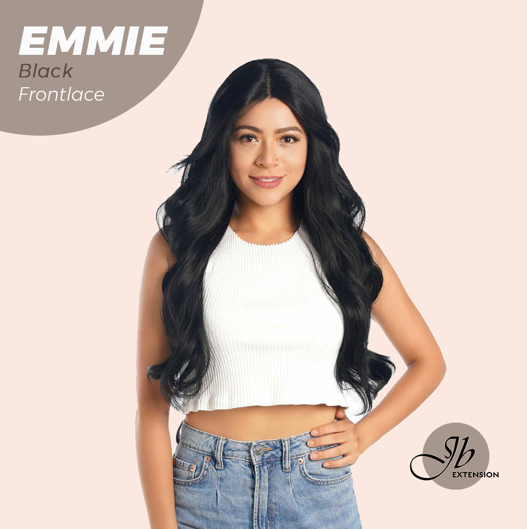 JBEXTENSION 26 Inches Curly Women Jet Black Wig Pre-Cut Frontlace Glueless Wig EMMIE JET BLACK