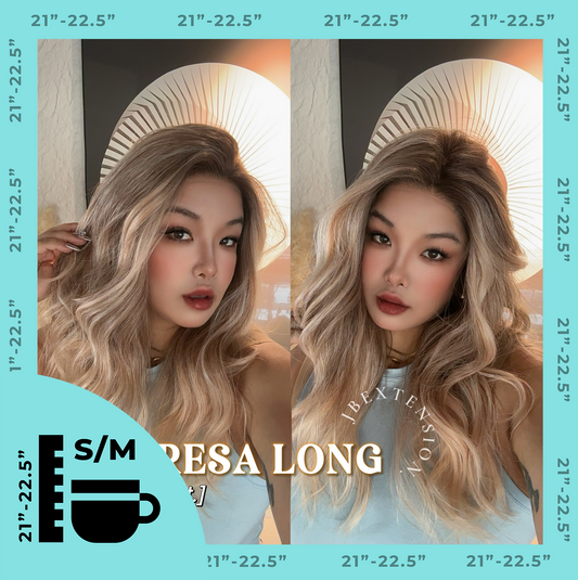 JBEXTENSION 22 Inches Long Apricot Pre-Cut Snowflake Lace Frontlace Glueless Wig TERESA LONG APRICOT【PERMATEASE】【BENDY EAR TABS】- S/M