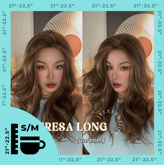 JBEXTENSION 22 Inches Long Caramel Pre-Cut Snowflake Lace Frontlace Glueless Wig TERESA LONG CARAMEL【PERMATEASE】【BENDY EAR TABS】- S/M