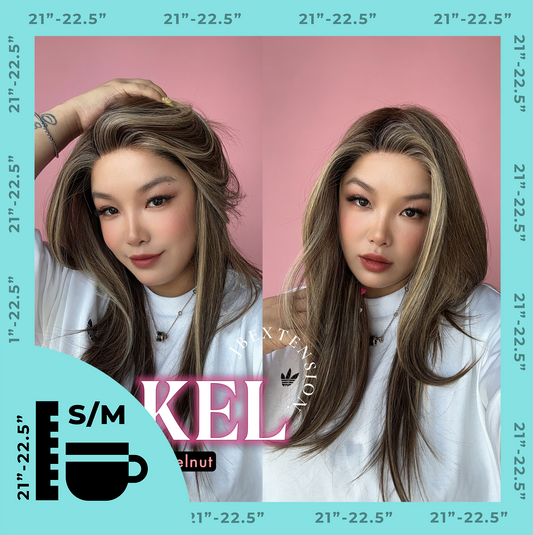 JBEXTENSION 22 Inches Hazelnut Blonde Highlight Pre-Cut Snowflake Lace Frontlace Glueless Wig KEL HAZELNUT【PERMATEASE】【BENDY EAR TABS】- S/M