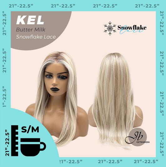 JBEXTENSION 22 Inches Butter Milk Pre-Cut Snowflake Lace Frontlace Glueless Wig KEL BUTTER MILK【PERMATEASE】【BENDY EAR TABS】- S/M