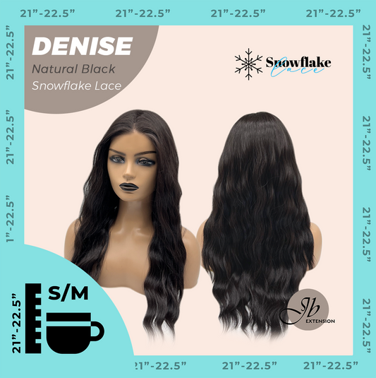 [FINAL SALE] JBEXTENSION 24 Inches Natural Black Wave Pre-Cut Snowflake Lace Frontlace Glueless Wig DENISE NATURAL BLACK【PERMATEASE】【BENDY EAR TABS】- S/M