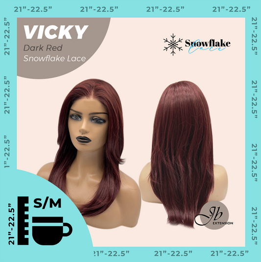 [FINAL SALE] JBEXTENSION 20 Inches Dark Red Pre-Cut Snowflake Lace Frontlace Glueless Wig VICKY DARK RED【PERMATEASE】【BENDY EAR TABS】