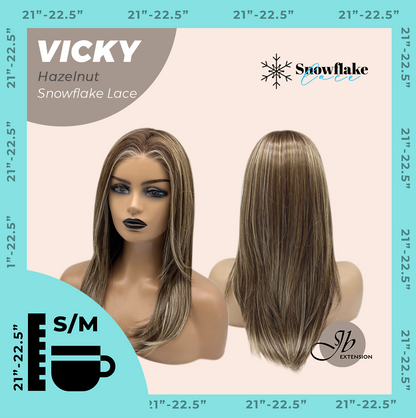 [FINAL SALE] JBEXTENSION 20 Inches Hazelnut Pre-Cut Snowflake Lace Frontlace Glueless Wig VICKY HAZELNUT【PERMATEASE】【BENDY EAR TABS】- S/M