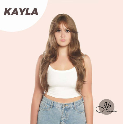 JBEXTENSION 24 Inches Light Brown Curly Wig With Bangs KAYLA