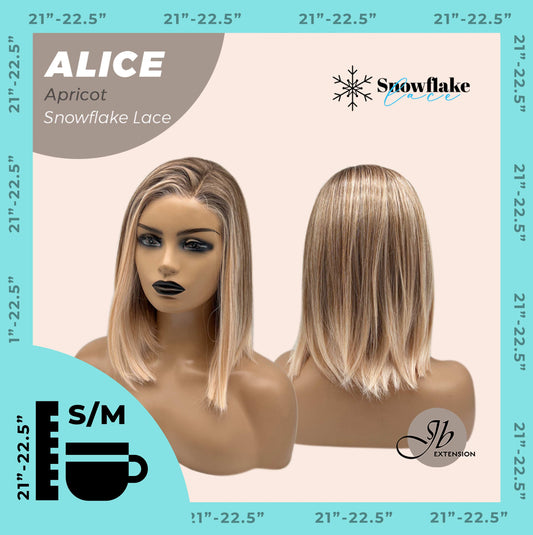JBEXTENSION 12 Inches Apricot Pre-Cut Side Part Snowflake Lace Frontlace Glueless Wig ALICE APRICOT【BENDY EAR TABS】- S/M