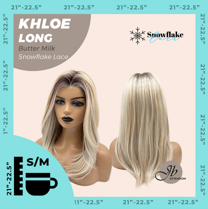 JBEXTENSION 18 Inches Butter Milk Pre-Cut Snowflake Lace Frontlace Glueless Wig KHLOE LONG BUTTER MILK【PERMATEASE】【BENDY EAR TABS】- S/M