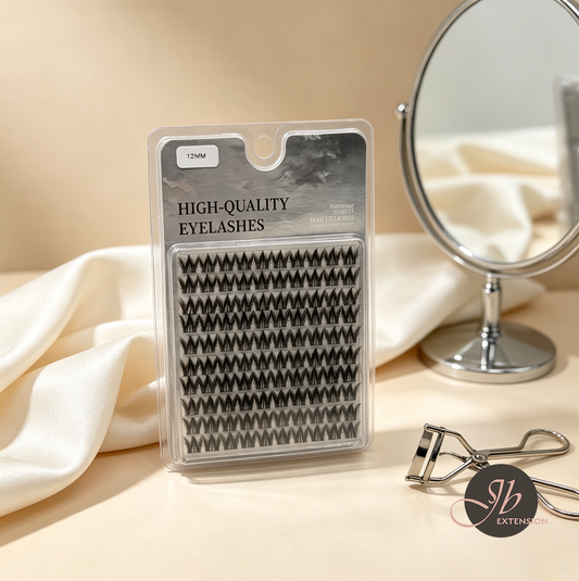 JBEXTENSION 100 Clusters 12MM DIY Segmented False Eyelashes, Fluffy Cat-Eye Individual Lashes, Natural Look Mixed Length Synthetic Eyelashes Extensions, Reusable Soft Cluster Lashes for Daily Party Wedding Makeup