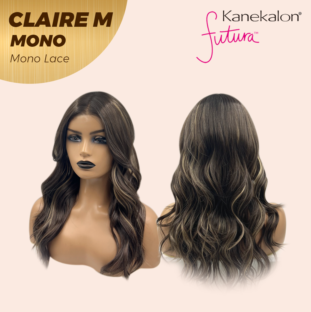JBEXTENSION CLAIRE MONO Partial Monofilament Wig 22 Inches Brown with Highlight Partial Mono Lace Glueless Wig CLAIRE MONO【BENDY EAR TABS】