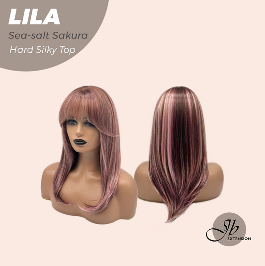 JBEXTENSION 20 Inches Scalpiana Sea-salt Sakura Wolf Cut 3.5X4 Hard Silky Top Natural Scalp Effect Wig with Bangs LILA SEA-SALT SAKURA