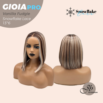 JBEXTENSION 14 Inches Vanilla Fudgie Pre-Cut 13X6 Free Part Snowflake Lace Frontlace Bob Cut Glueless Wig GIOIA PRO - VANILLA FUDGIE【BENDY EAR TABS】