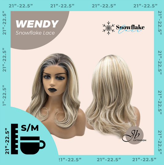 JBEXTENSION 18 Inches Mix Blonde Curly Pre-Cut Side Part Snowflake Lace Frontlace Glueless Wig WENDY【BENDY EAR TABS】- S/M