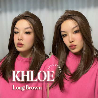 [FINAL SALE] HOT OF SEASON - 18 Inches Brown Pre-Cut Snowflake Lace Frontlace Glueless Wig KHLOE LONG BROWN【PERMATEASE】【BENDY EAR TABS】- S/M