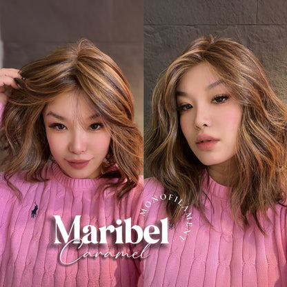 HOT OF SEASON - 16 Inches Caramel Wave Monofilament Handmade Wig 6X5 Full Monofilament Hand Tied Top Wig Lace Wig With Anti-slip Silicone Strips Glueless Wig MARIBEL MONO CARAMEL【BENDY EAR TABS】