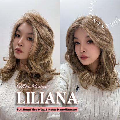 [FINAL SALE] JBEXTENSION LILIANA MONO Full Monofilament Handmade Full Lace Full Hand Tied Wig 18 Inches Honey Blonde Mono Lace Handmade Futura Fiber Wig Glueless Wig LILIANA MONO【BENDY EAR TABS】