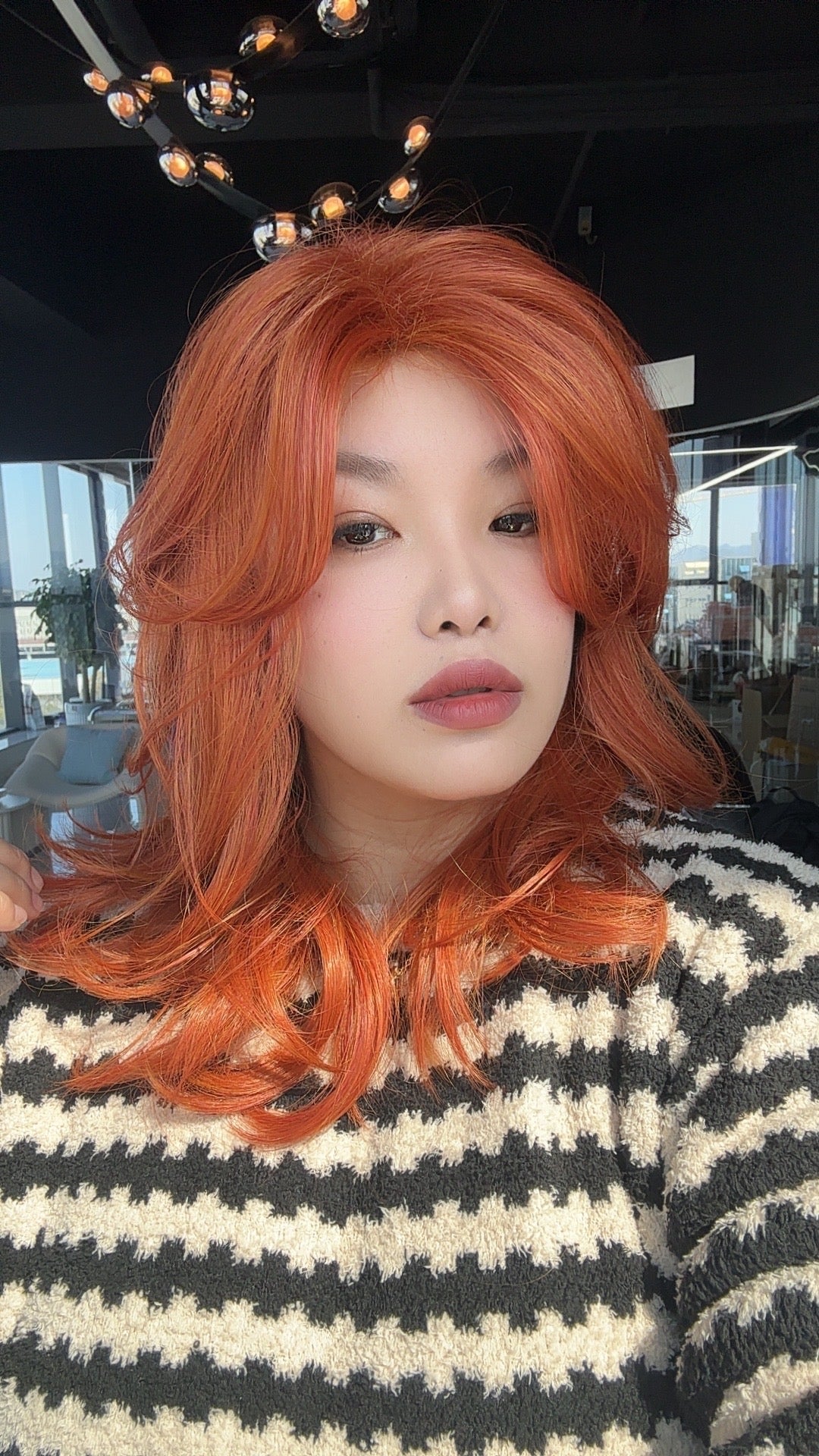 [FINAL SALE] HOT OF SEASON - 18 Inches Vibrant Copper Curly Women Fashion Full Machine Wig With Bangs LORNA VIBRANT COPPER【PLUS PERMATEASE】【BENDY EAR TABS】
