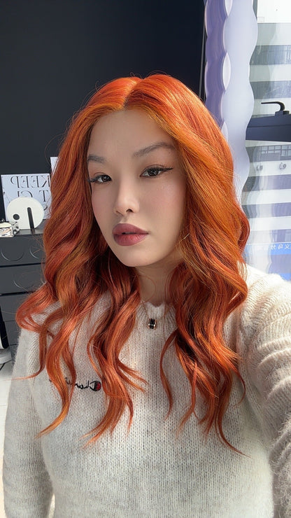 JBEXTENSION CLAIRE MONO VIBRANT COPPER Partial Monofilament Wig 22 Inches Vibrant Copper Partial Mono Lace Glueless Wig Claire Mono Vibrant Copper【BENDY EAR TABS】