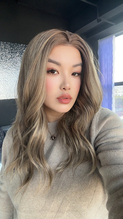 JBEXTENSION 20 Inches Light Chocolate Curly Fiber X, Tangle Less Pre-Cut Free Part Frontlace Glueless Wig ALESSANDRA LIGHT CHOCOLATE【FIBER X】