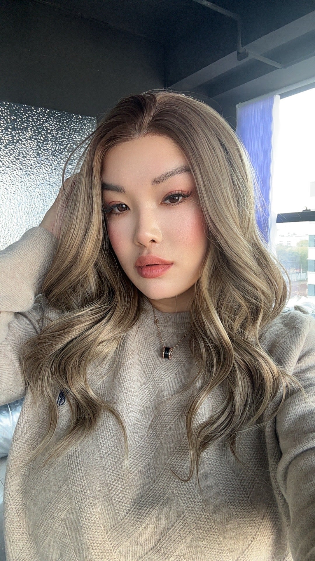 JBEXTENSION 20 Inches Light Chocolate Curly Fiber X, Tangle Less Pre-Cut Free Part Frontlace Glueless Wig ALESSANDRA LIGHT CHOCOLATE【FIBER X】