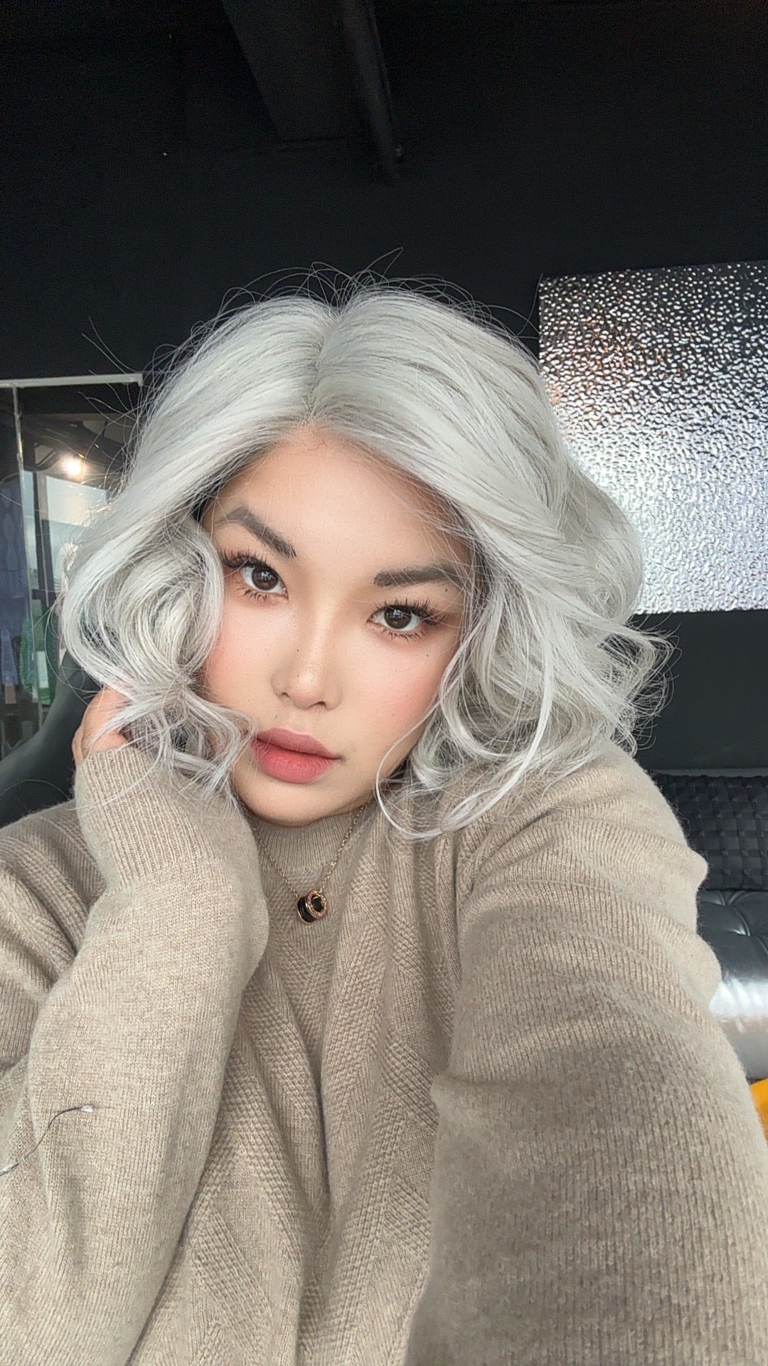 JBEXTENSION 10 Inches Oyster Gray Pre-Cut Side Part Snowflake Lace Frontlace Glueless Wig MICHELLE OYSTER GRAY【BENDY EAR TABS】