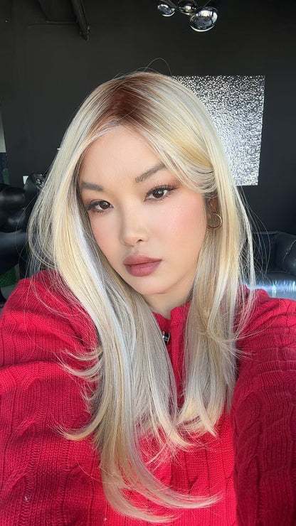 [FINAL SALE] JBEXTENSION ELIZABETH MONO Monofilament Handmade Wig 6X5 Full Monofilament Hand Tied Top Wig 20 Inches Sandy Blonde Mono Lace Wig With Anti-slip Silicone Strips Glueless Wig ELIZABETH MONO【BENDY EAR TABS】