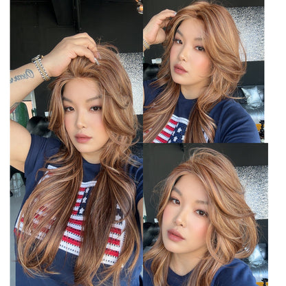 HOT OF SEASON - KACEY MONO Monofilament Handmade Wig 6X5 Full Monofilament Hand Tied Top Wig 27 Inches Copper Mono Lace Wig With Anti-slip Silicone Strips Glueless Wig KACEY MONO【BENDY EAR TABS】