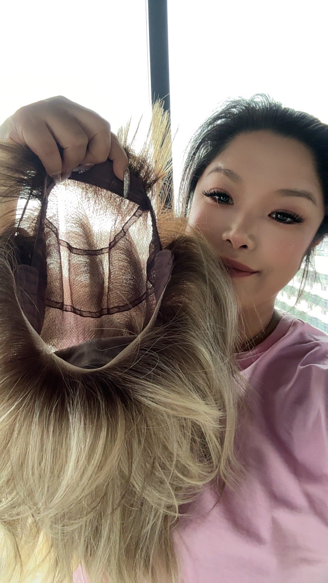 HOT OF SEASON - BONNIE MONO Full Monofilament Handmade Full Lace Full Hand Tied Wig 12 Inches Mix Blonde With Dark Root Mono Lace Handmade Futura Fiber Glueless Wig BONNIE MONO MIX BLONDE【BENDY EAR TABS】
