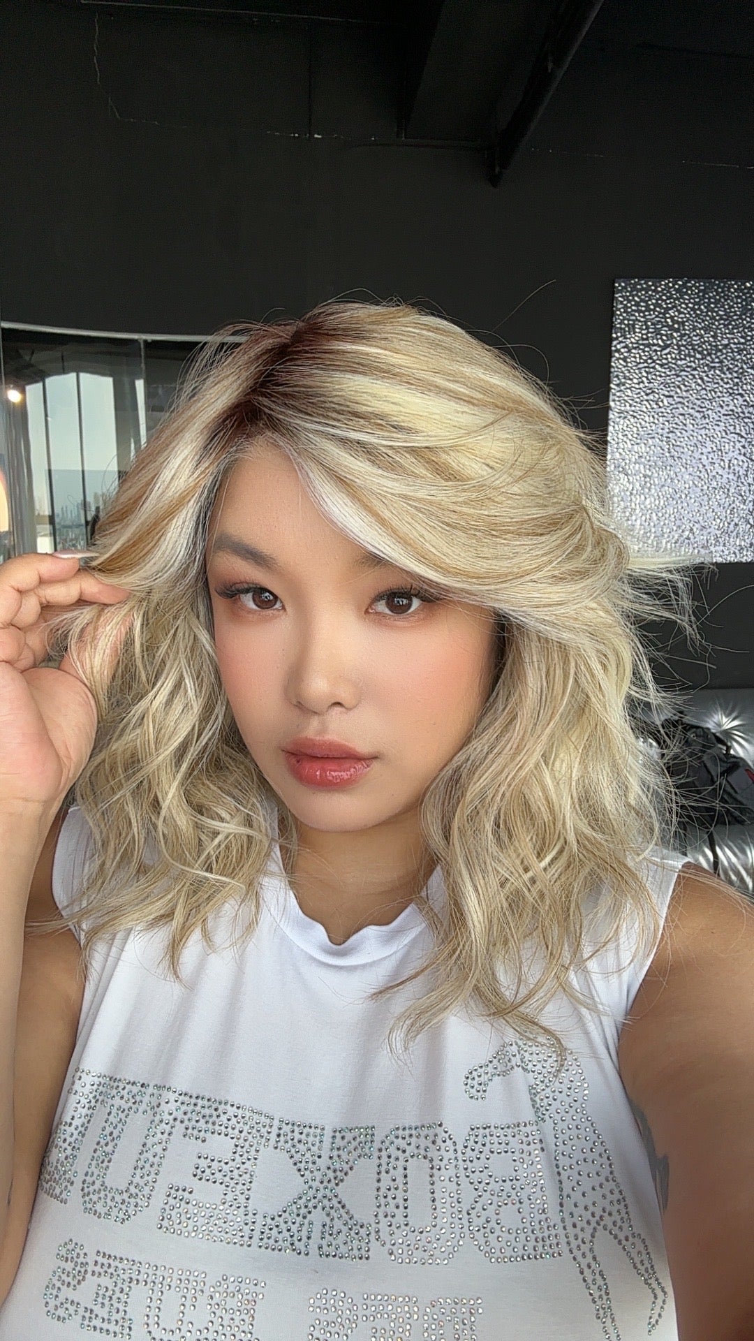JBEXTENSION 16 Inches Mix Blonde Curly Pre-Cut Side Part Snowflake Lace Frontlace Glueless Wig JESSICA【BENDY EAR TABS】