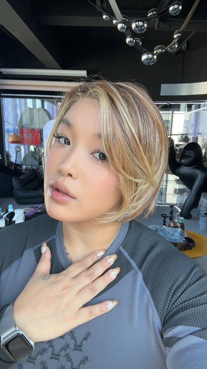 [PRE-ORDER] JBEXTENSION 10 Inches Bob Cut Mix Copper Pre-Cut Side Part Snowflake Lace Frontlace Glueless Wig ANNALISA【BENDY EAR TABS】