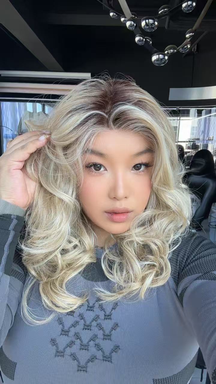 [FINAL SALE] JBEXTENSION 18 Inches Mix Blonde Long Pre-Cut T Part Snowflake Lace Frontlace Glueless Wig VIKKI【BENDY EAR TABS】
