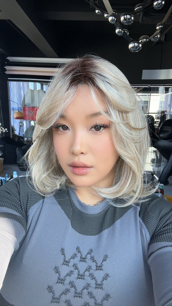 JBEXTENSION 15 Inches Mix Blonde Pre-Cut Arc Snowflake Lace Frontlace Glueless Wig KATHLEEN【BENDY EAR TABS】