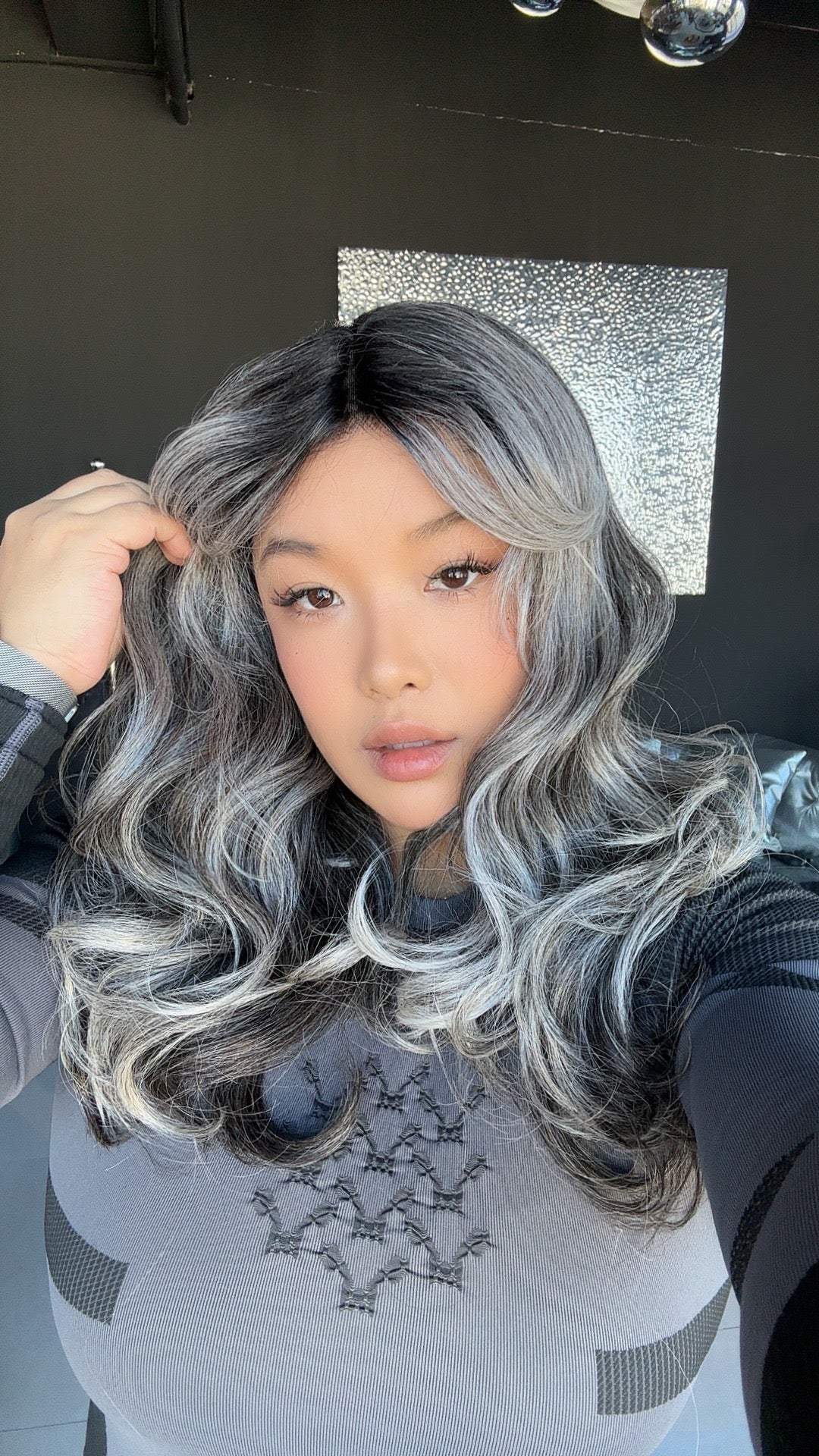 [FINAL SALE] JBEXTENSION 20 Inches Salt and Pepper Curly Pre-Cut Frontlace Glueless Black Sapphire Wig NEVAEH【BENDY EAR TABS】