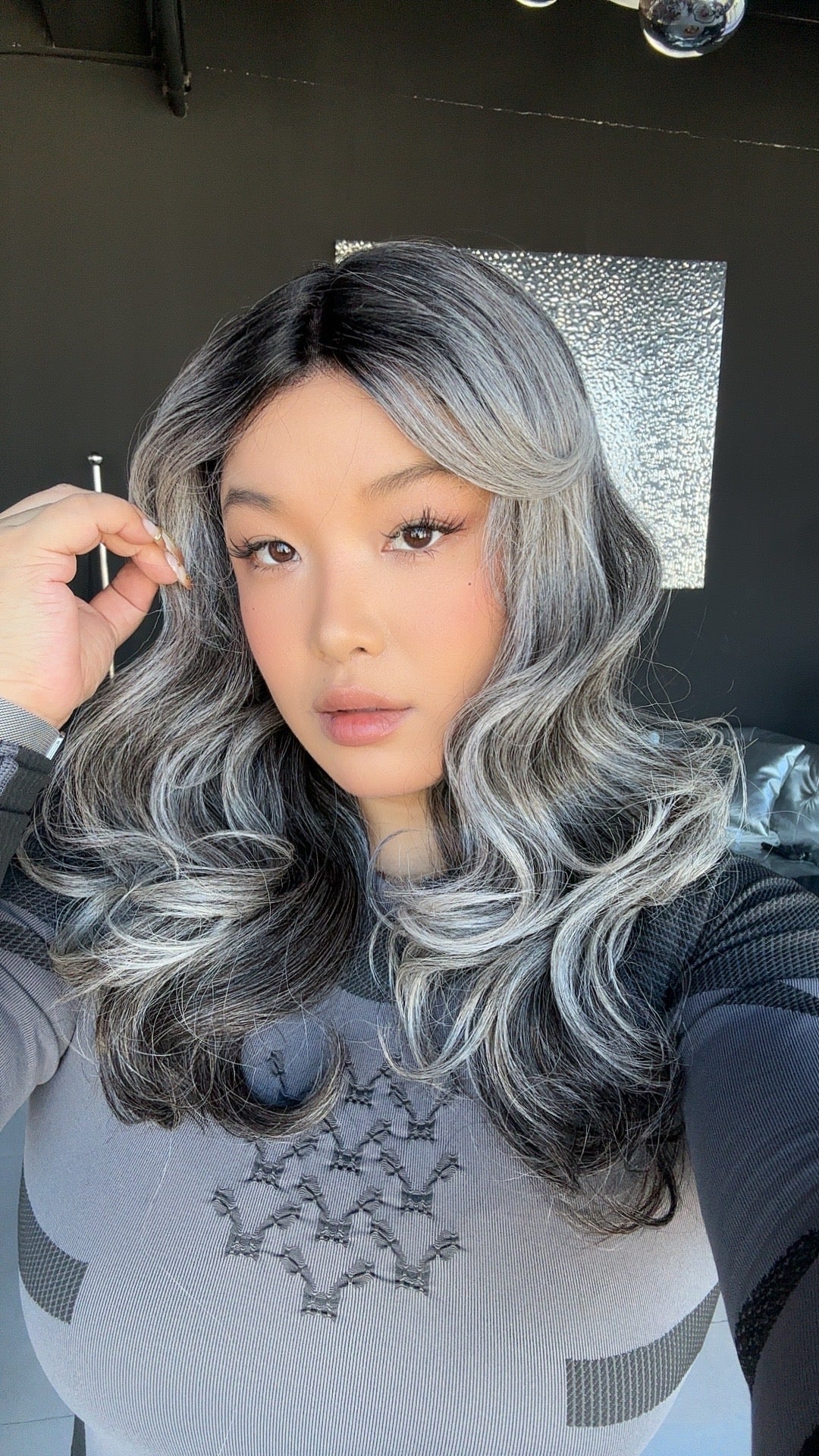 [FINAL SALE] JBEXTENSION 20 Inches Salt and Pepper Curly Pre-Cut Frontlace Glueless Black Sapphire Wig NEVAEH【BENDY EAR TABS】