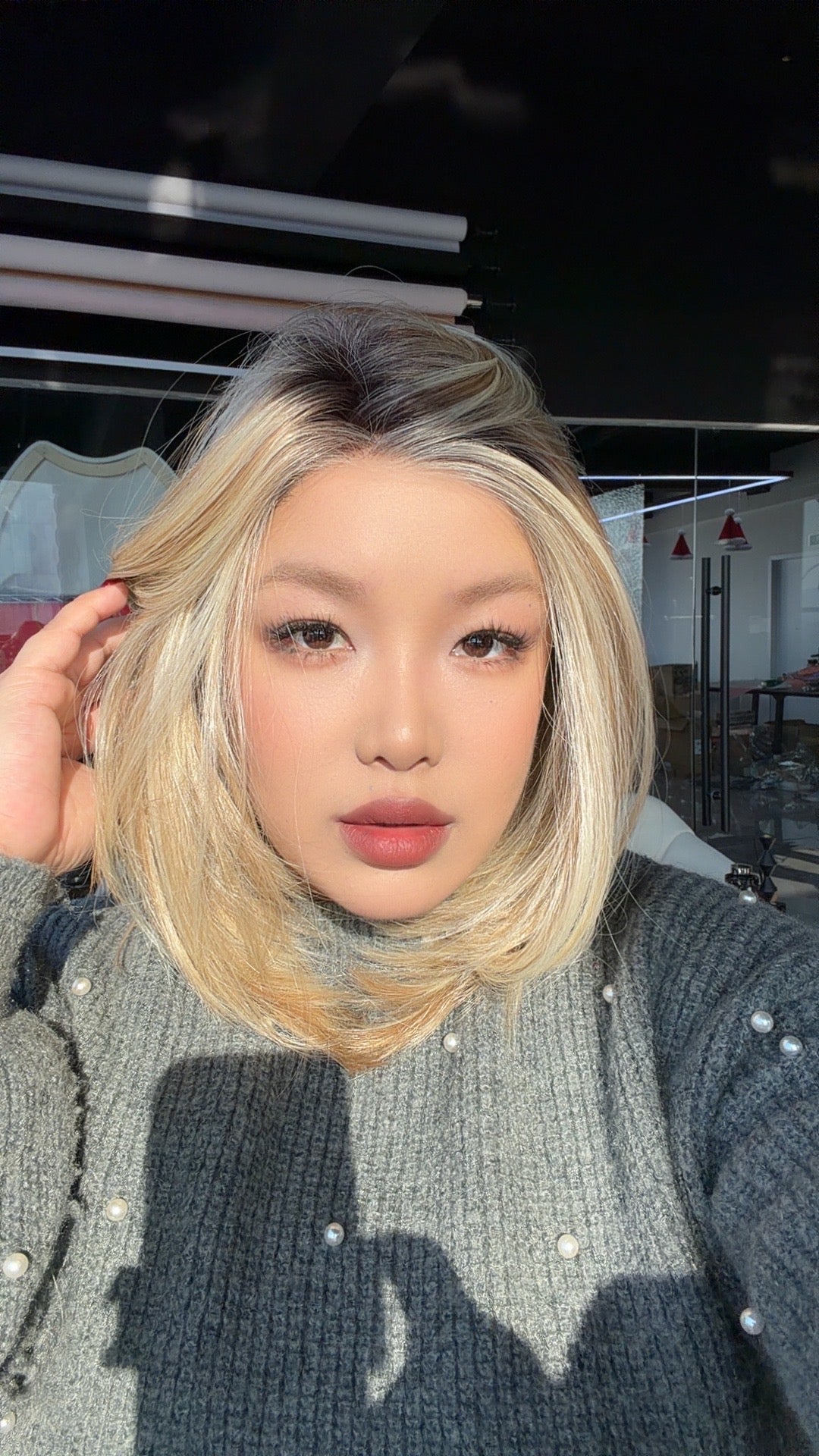 JBEXTENSION 16 Inches Mix Blonde Pre-Cut Side Part Snowflake Lace Frontlace Glueless Wig GIA【BENDY EAR TABS】