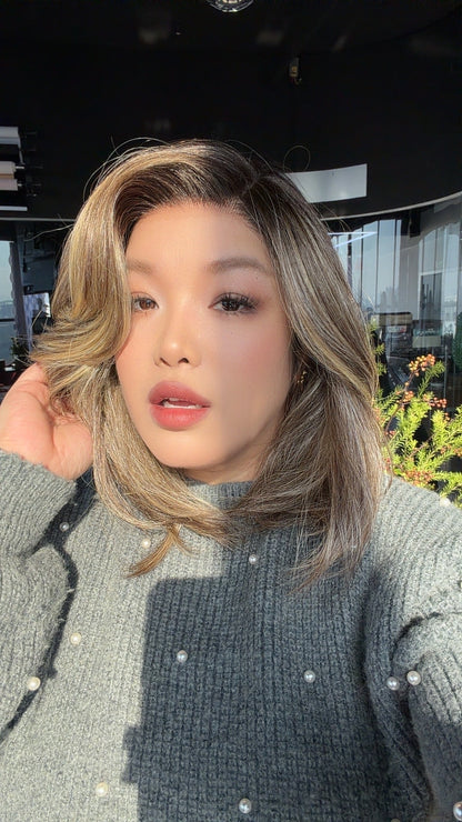 [FINAL SALE] JBEXTENSION NANCY MONO Monofilament Handmade Wig 6X5 Full Monofilament Hand Tied Top Wig 14 Inches Dark Brown Mono Lace Wig Glueless Wig NANCY MONO【BENDY EAR TABS】