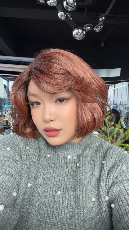 JBEXTENSION 10 Inches Copper Curly Pre-Cut Side Part Snowflake Lace Frontlace Black Sapphire Glueless Wig TATIANA - BLACK SAPPHIRE【BENDY EAR TABS】