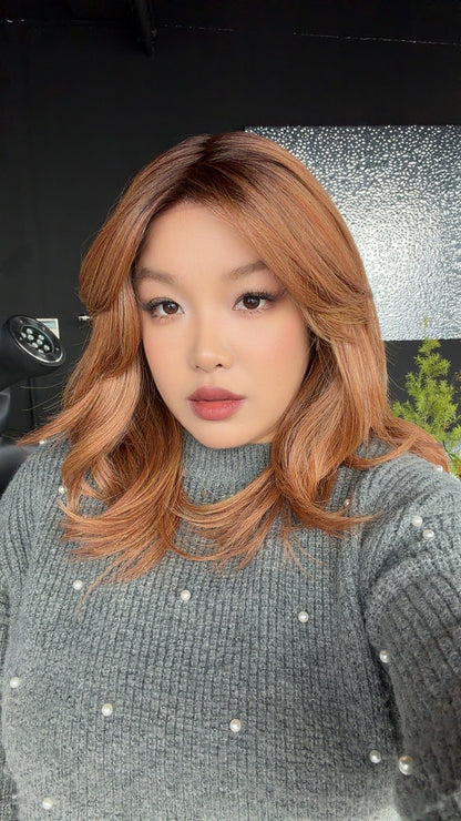 JBEXTENSION 18 Inches Curly Copper Pre-Cut Arc Snowflake Lace Frontlace Glueless Black Sapphire Wig ERICA【BENDY EAR TABS】