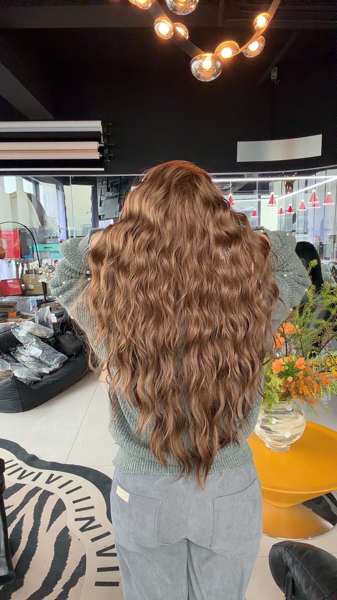 JBEXTENSION 29 Inches Long Body Wave Mocha Brown Wig With Bangs DAPHNE MOCHA BROWN
