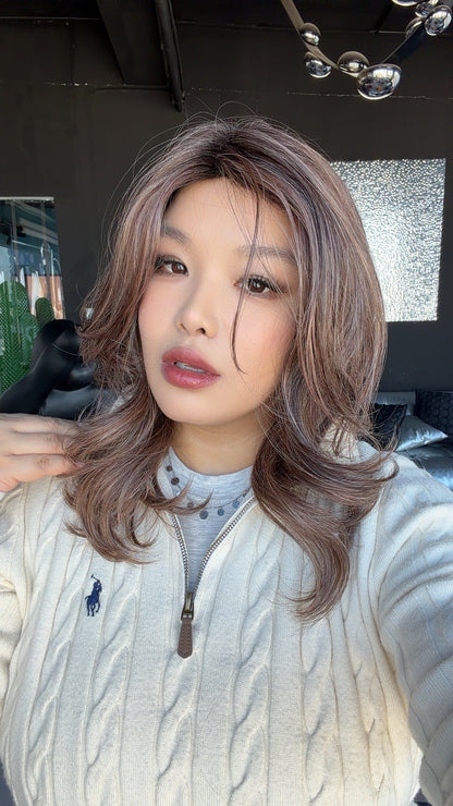 [FINAL SALE] JBEXTENSION 17 Inches Mushroom Brown Curly Women Fashion Full Machine Wig ROZY MUSHROOM BROWN【PLUS PERMATEASE】【BENDY EAR TABS】