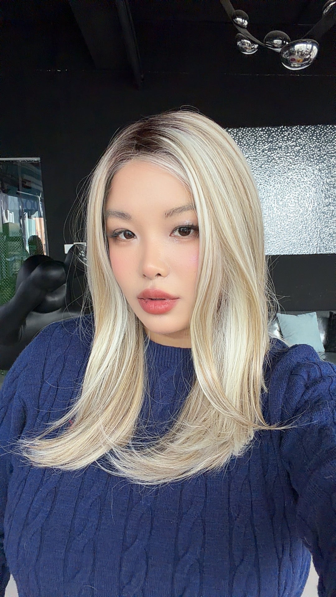 JBEXTENSION 19 Inches Long Straight Mix Blonde Pre-Cut Side Part Snowflake Lace Frontlace Glueless Wig PEGGY MIX BLONDE【BENDY EAR TABS】