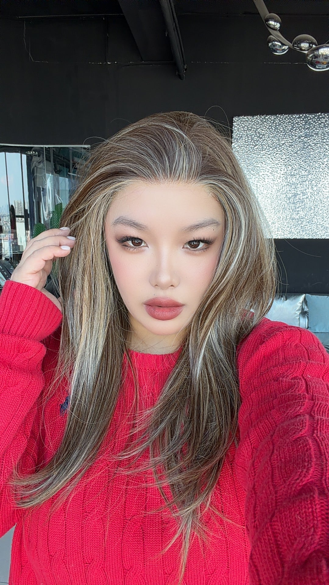 JBEXTENSION 22 Inches Hazelnut Blonde Highlight Pre-Cut 13X6 Free Part Snowflake Lace Frontlace Glueless Wig KEL PRO - HAZELNUT【BENDY EAR TABS】