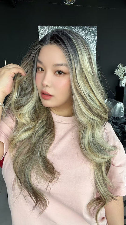 JBEXTENSION LOUISA MONO Monofilament Handmade Wig 6X5 Full Monofilament Hand Tied Top Wig 26 Inches Sun Kiss Blonde Mono Lace Wig with Anti-slip Silicone Strips Glueless Wig LOUISA MONO【BENDY EAR TABS】