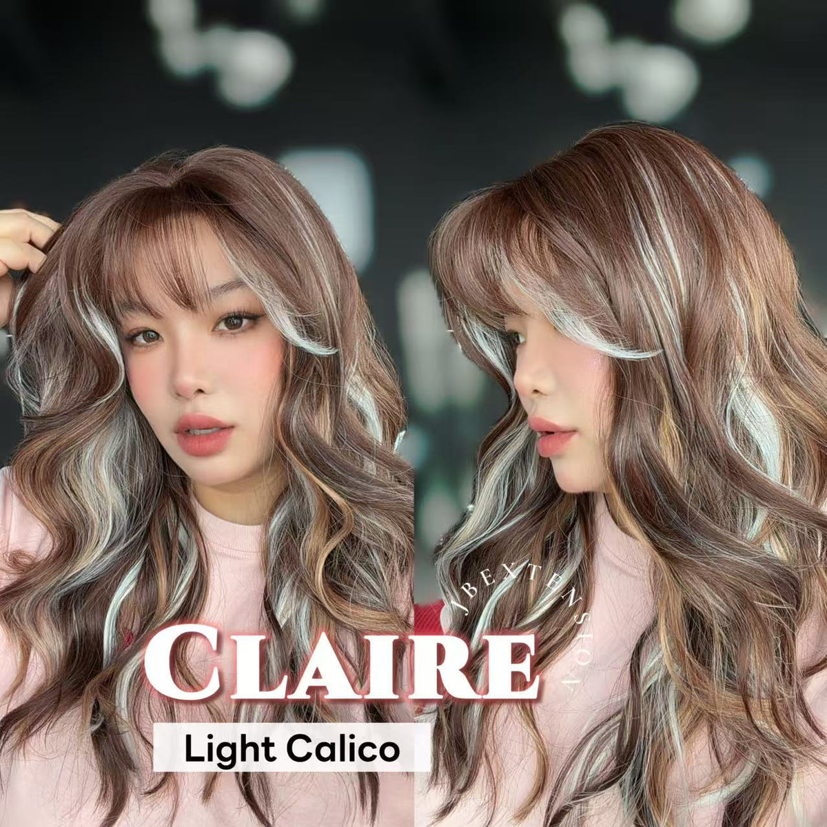 JBEXTENSION 22 Inches Scalpiana Light Calico 3.5X4 Hard Silky Top Natural Scalp Effect Women Wig with Bangs CLAIRE SILKY TOP - LIGHT CALICO